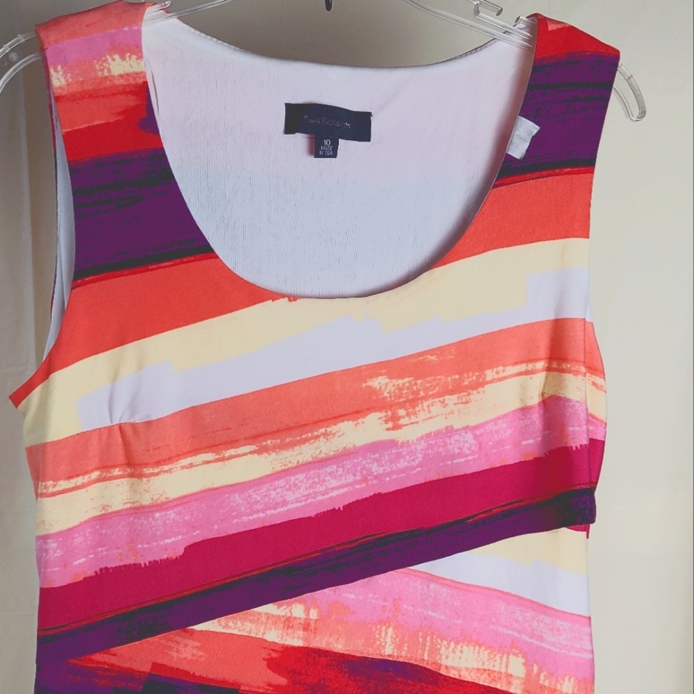 Sleeveless Maxi Dress Size 10 Tropical Colors Stripe Pattern